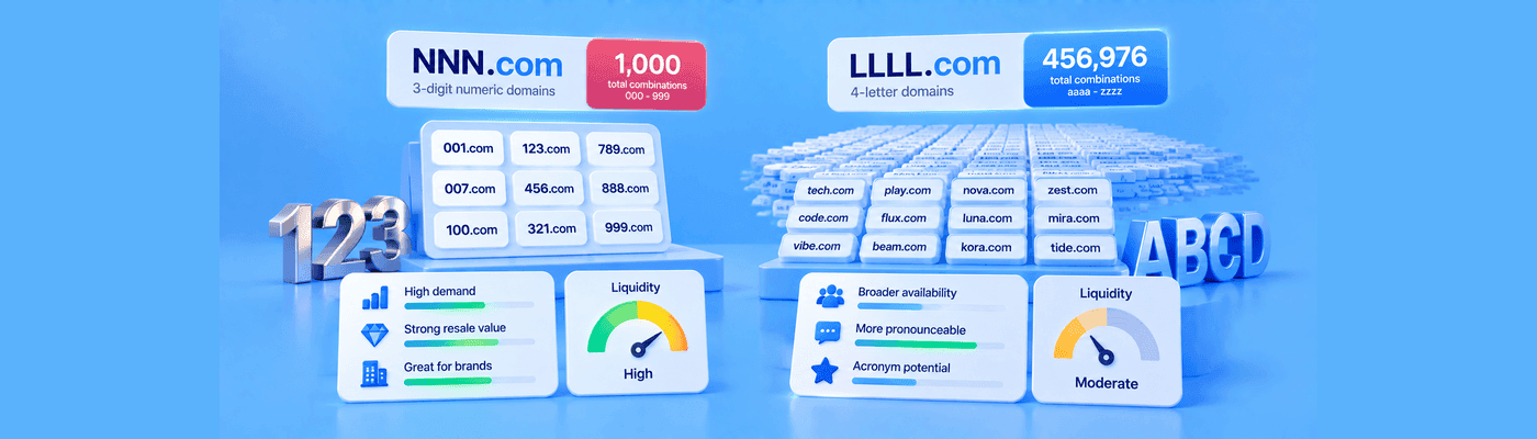 Domain Character Scarcity: LLLL.com vs. NNN.com Valuation