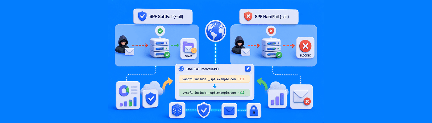 What is an SPF Record SoftFail vs. HardFail (~all vs. -all)?