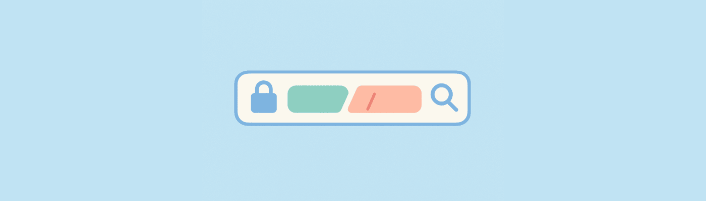 A clean URL bar with structured path segments that highlight clarity and trust, symbolising user confidence in navigation.