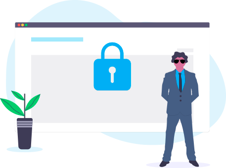 Illustration of man protecting website
